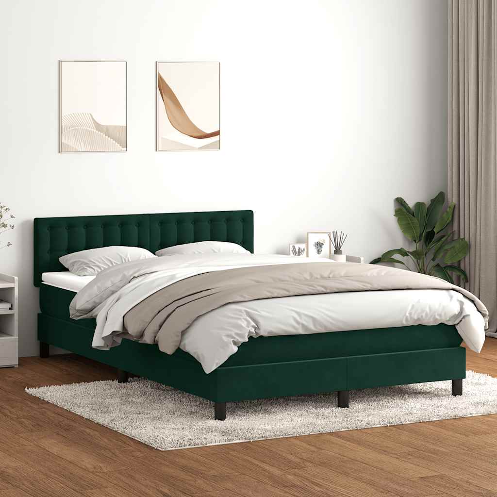 kontinentalseng med madras 160x220 cm fløjl mørkegrøn