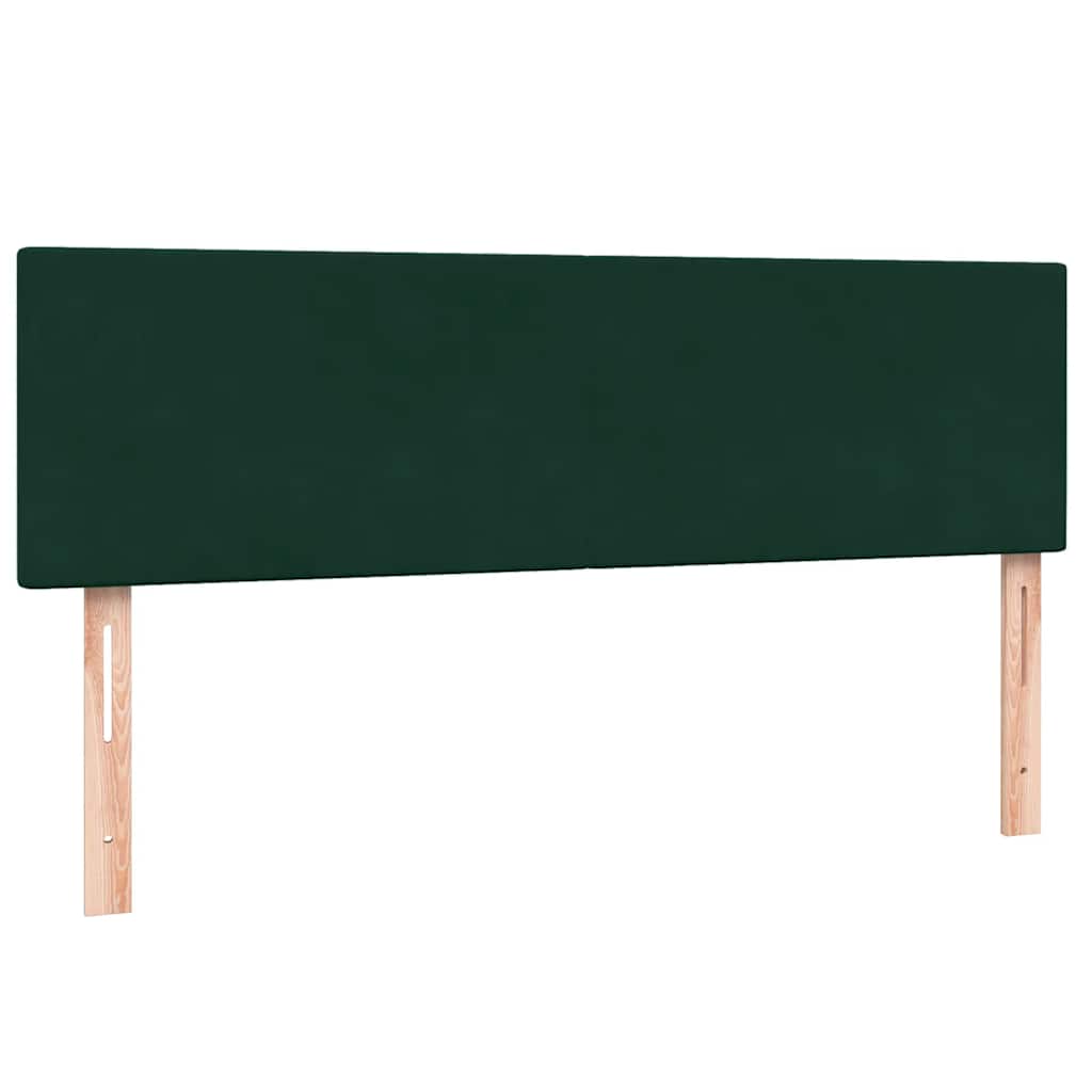 kontinentalseng med madras og LED-lys 160x220 cm fløjl mørkegrøn