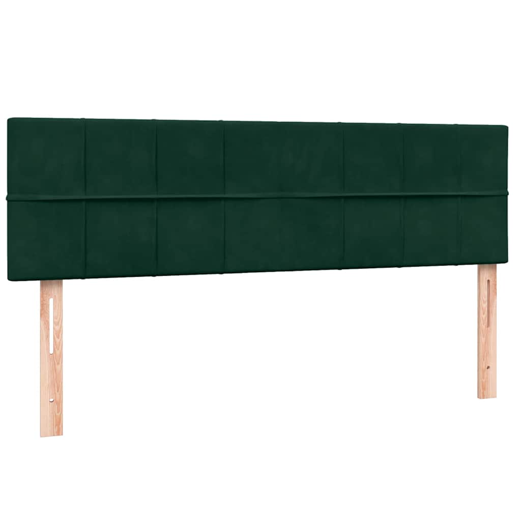 kontinentalseng med madras og LED-lys 160x220 cm fløjl mørkegrøn