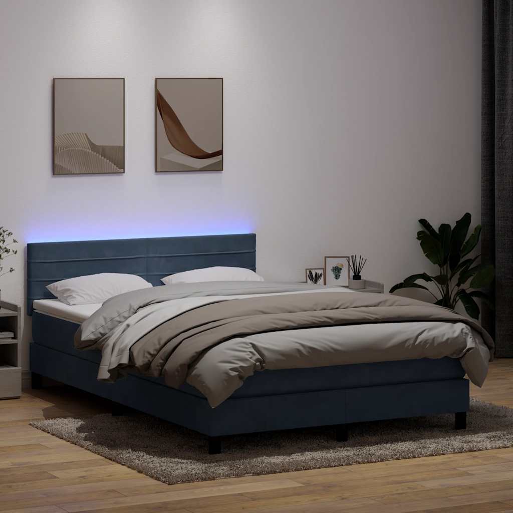 kontinentalseng med madras og LED-lys 160x210 cm fløjl mørkegrå