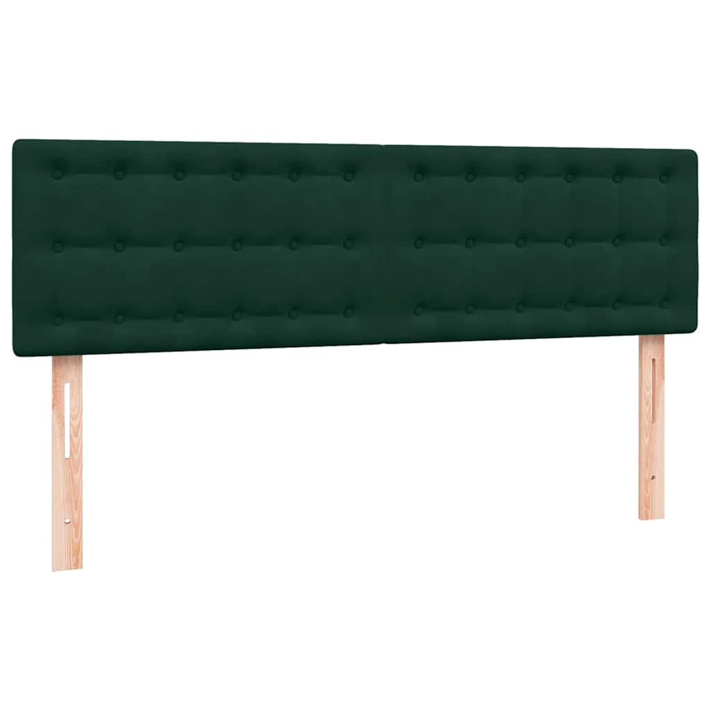 kontinentalseng med madras og LED-lys 160x220 cm fløjl mørkegrøn