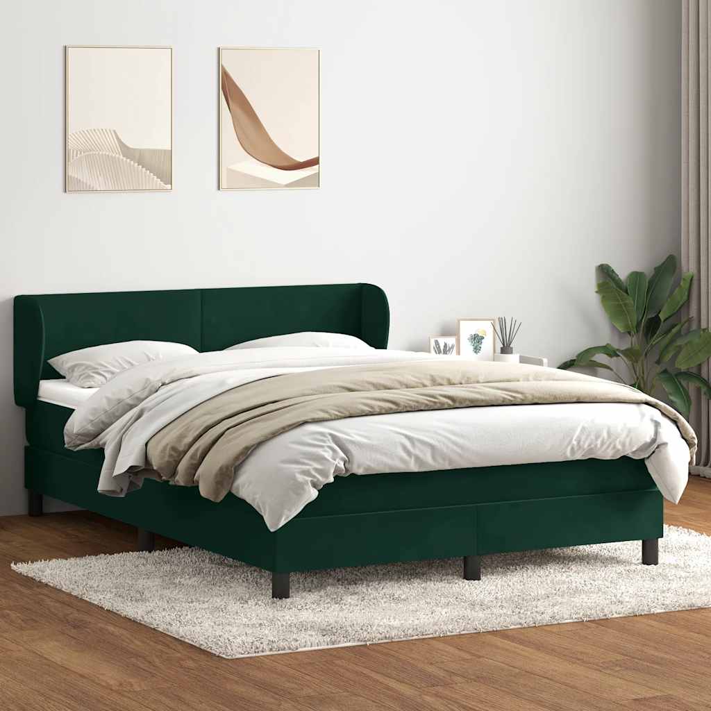 kontinentalseng med madras 160x220 cm fløjl mørkegrøn
