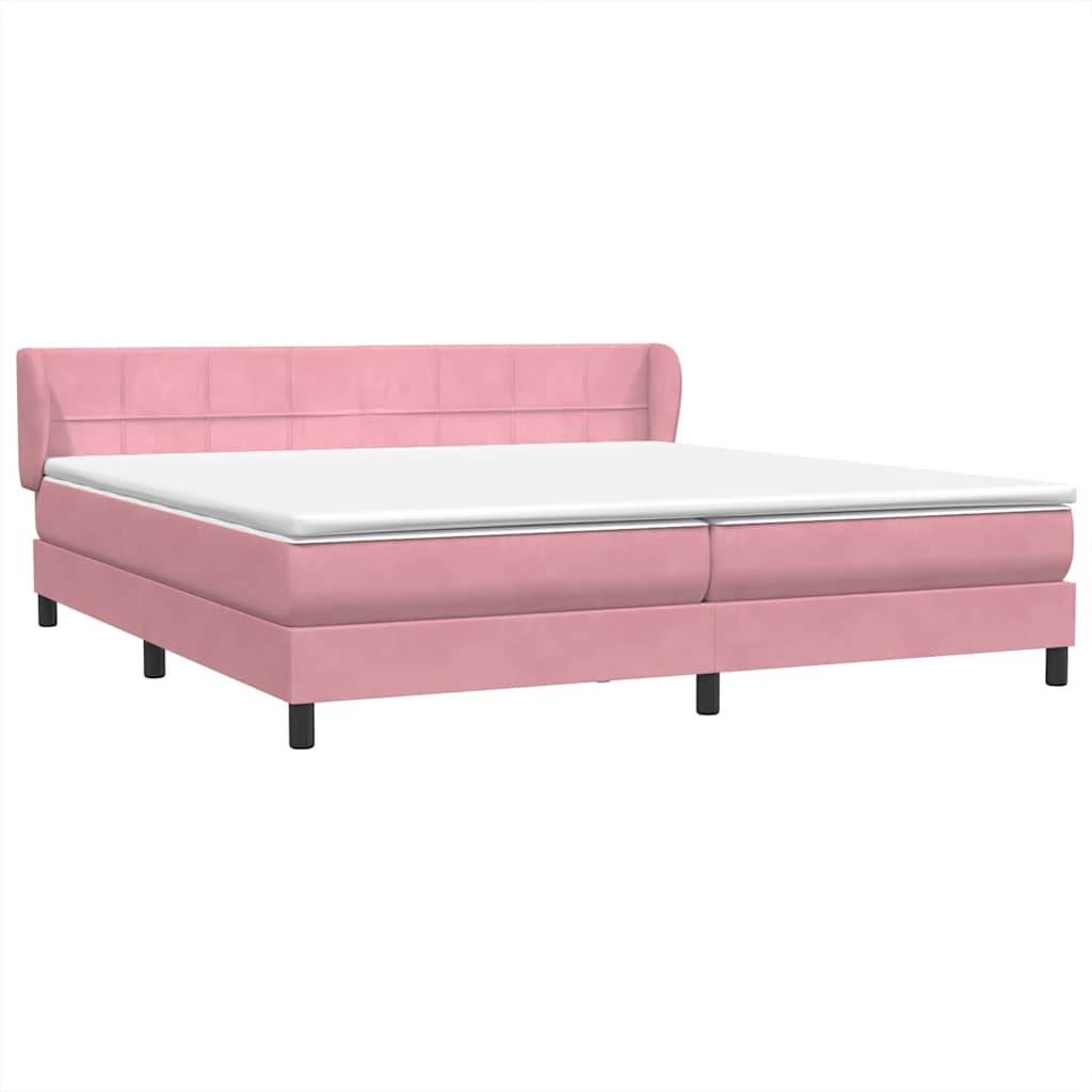 kontinentalseng med madrasser 180x210 cm fløjl lyserød