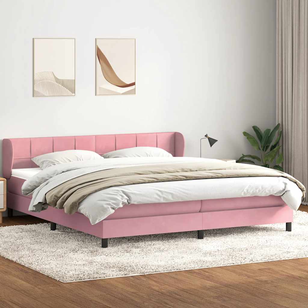 kontinentalseng med madrasser 180x210 cm fløjl lyserød