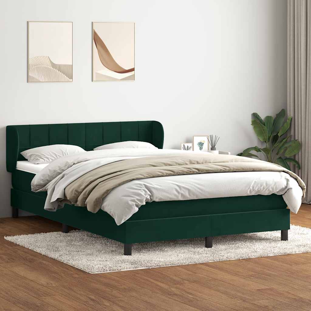 kontinentalseng med madras 160x220 cm fløjl mørkegrøn