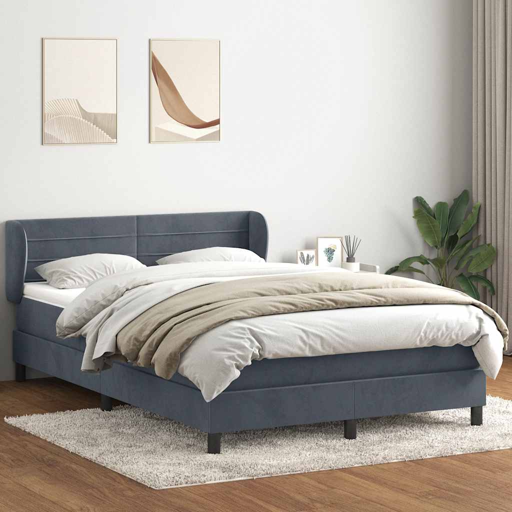 kontinentalseng med madras 160x210 cm fløjl mørkegrå
