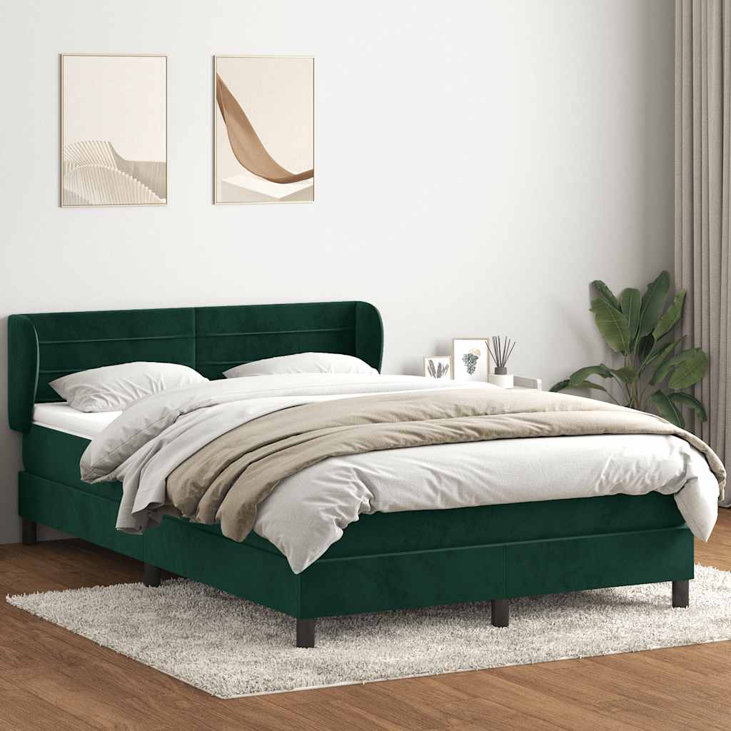 kontinentalseng med madras 160x220 cm fløjl mørkegrøn