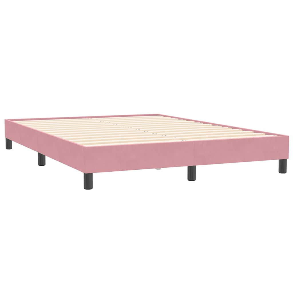 kontinentalseng med madras 140x210 cm fløjl lyserød