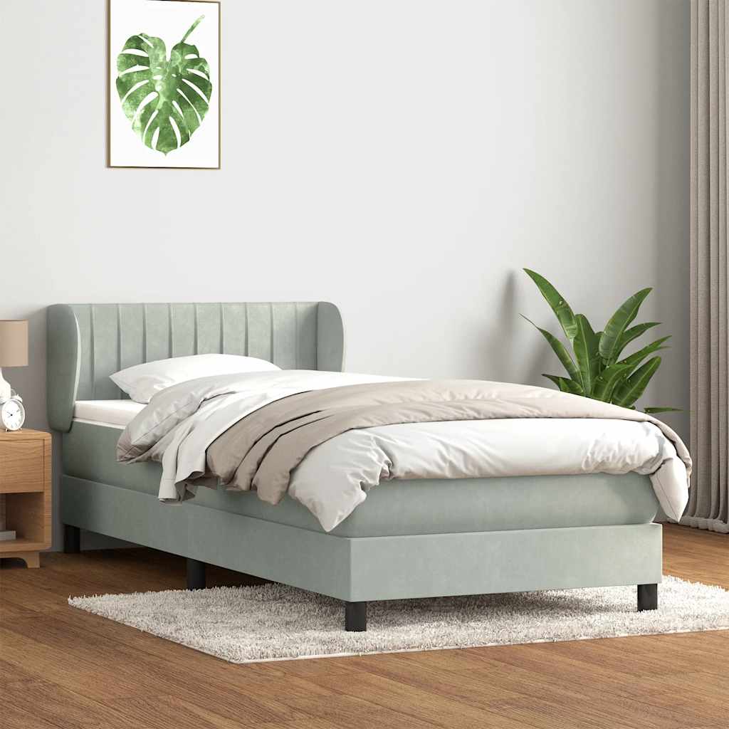 kontinentalseng med madras lysegrå 80x220 cm fløjl