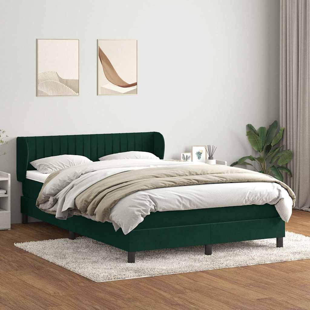 kontinentalseng med madras 160x220 cm fløjl mørkegrøn