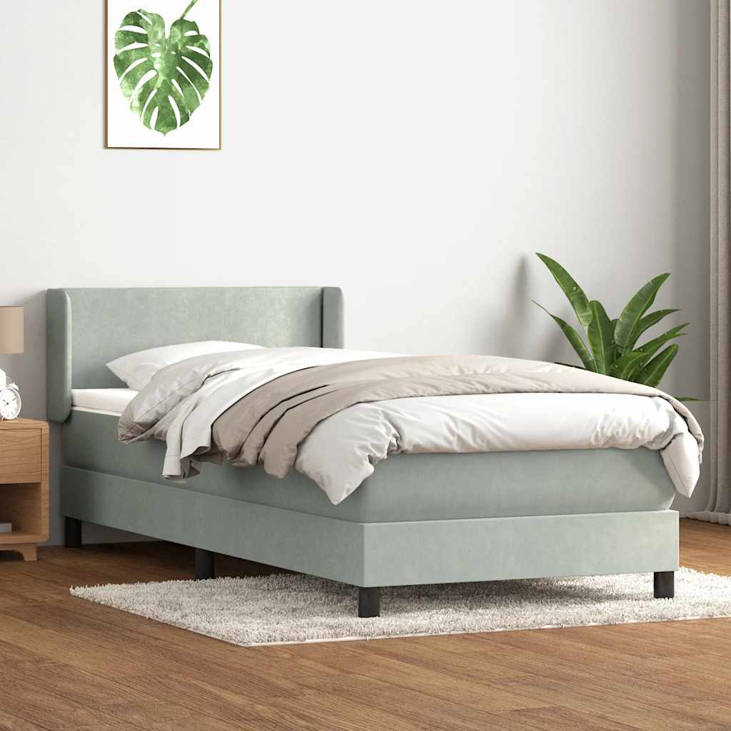 kontinentalseng med madras lysegrå 90x220 cm fløjl