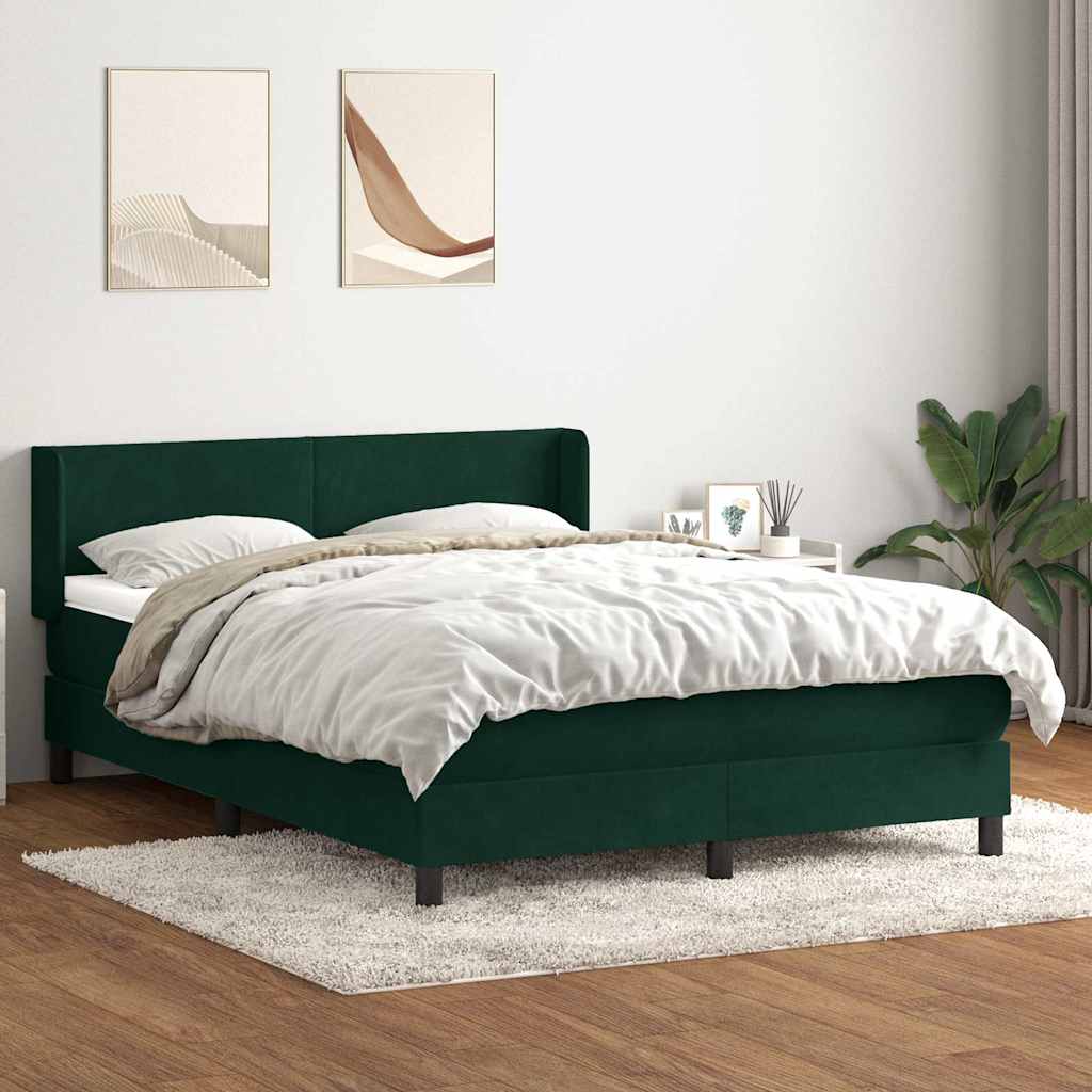 kontinentalseng med madras 160x220 cm fløjl mørkegrøn