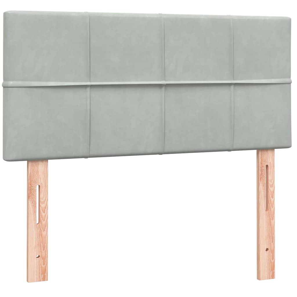 kontinentalseng med madras lysegrå 90x220 cm fløjl