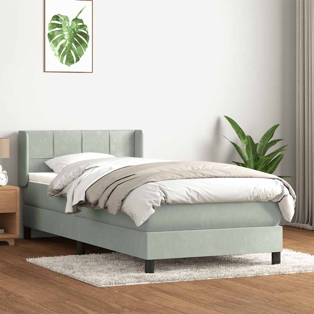 kontinentalseng med madras lysegrå 90x220 cm fløjl