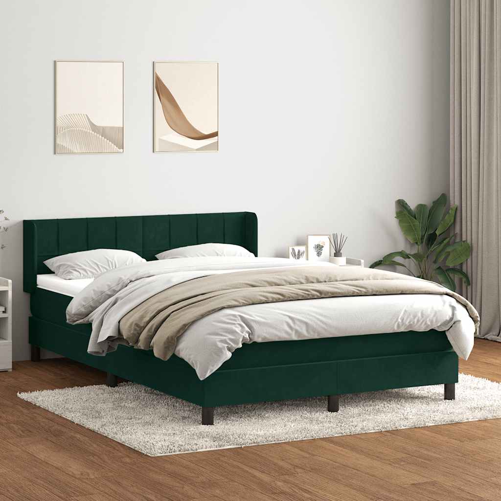 kontinentalseng med madras 160x220 cm fløjl mørkegrøn