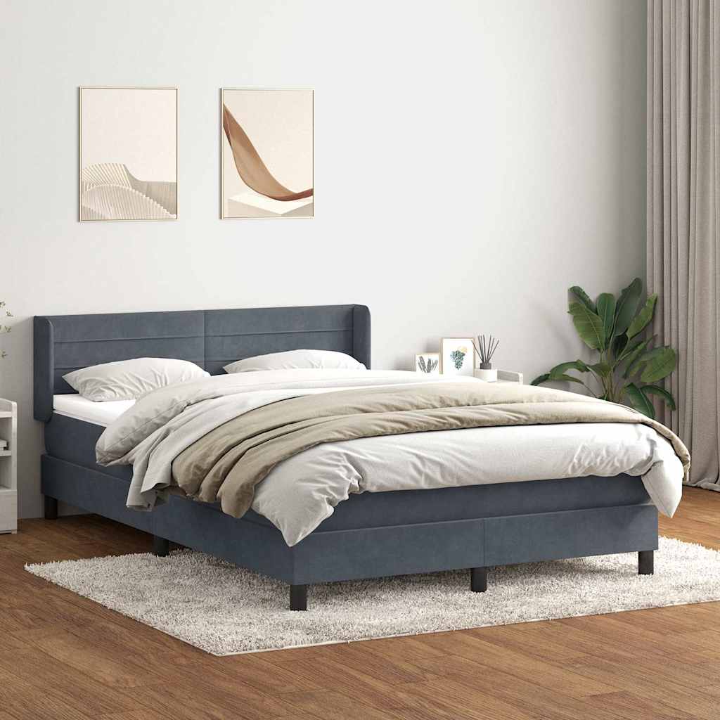 kontinentalseng med madras 160x210 cm fløjl mørkegrå