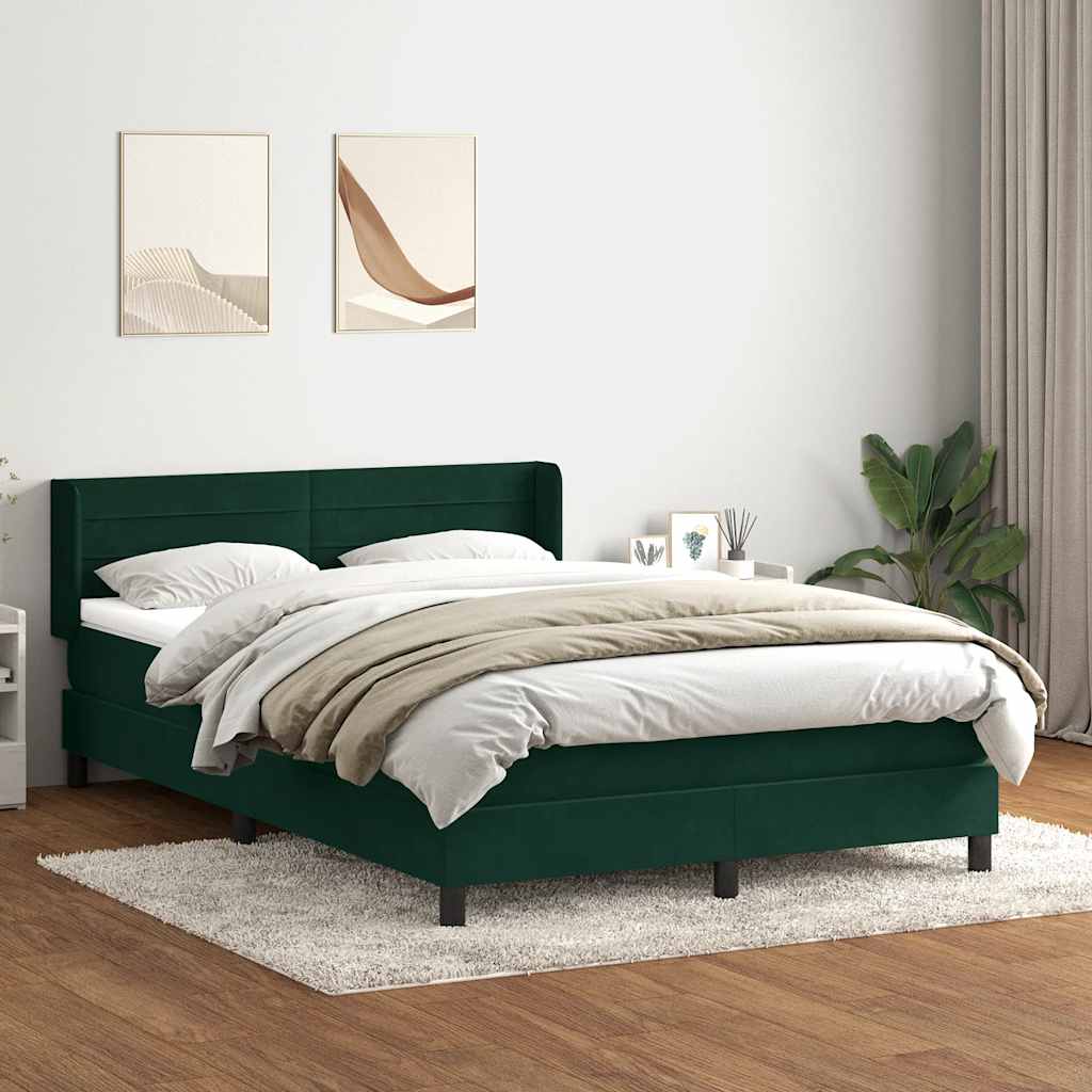 kontinentalseng med madras 160x220 cm fløjl mørkegrøn