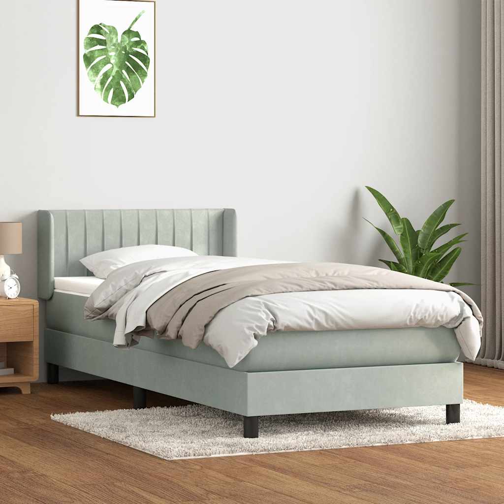 kontinentalseng med madras lysegrå 80x220 cm fløjl