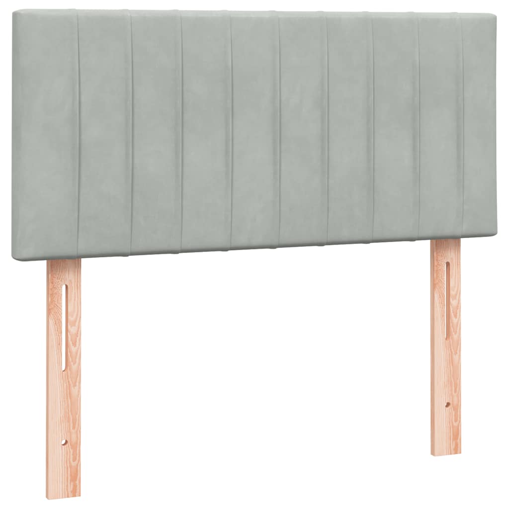 kontinentalseng med madras lysegrå 90x220 cm fløjl