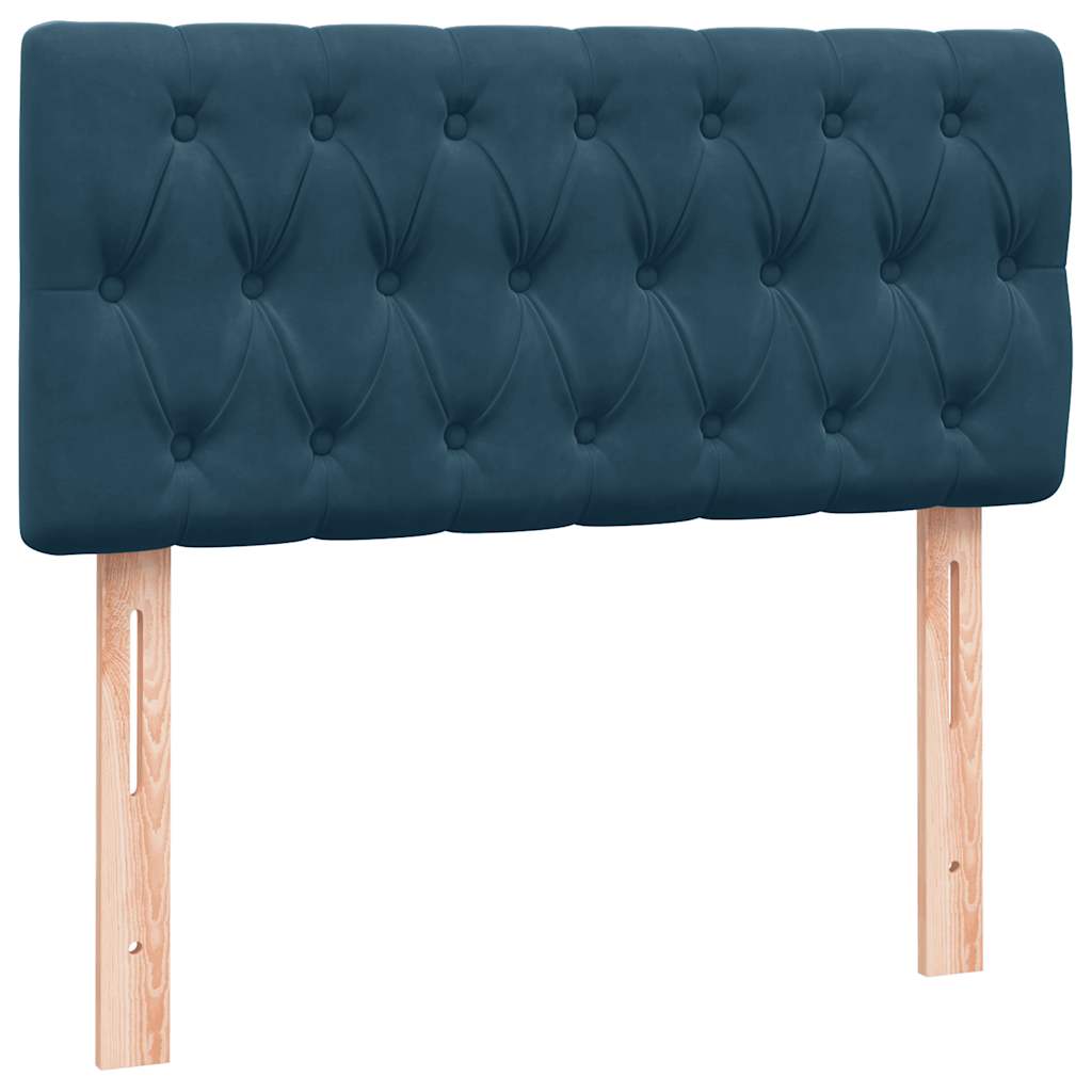 kontinentalseng med madras mørkeblå 80x220 cm fløjl