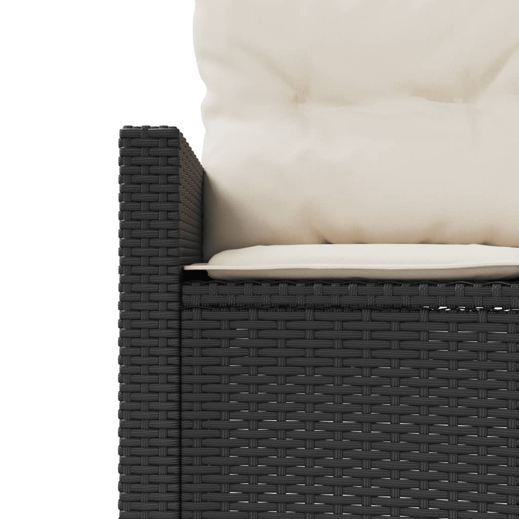 havesofa med bord og hynder halvrund polyrattan sort