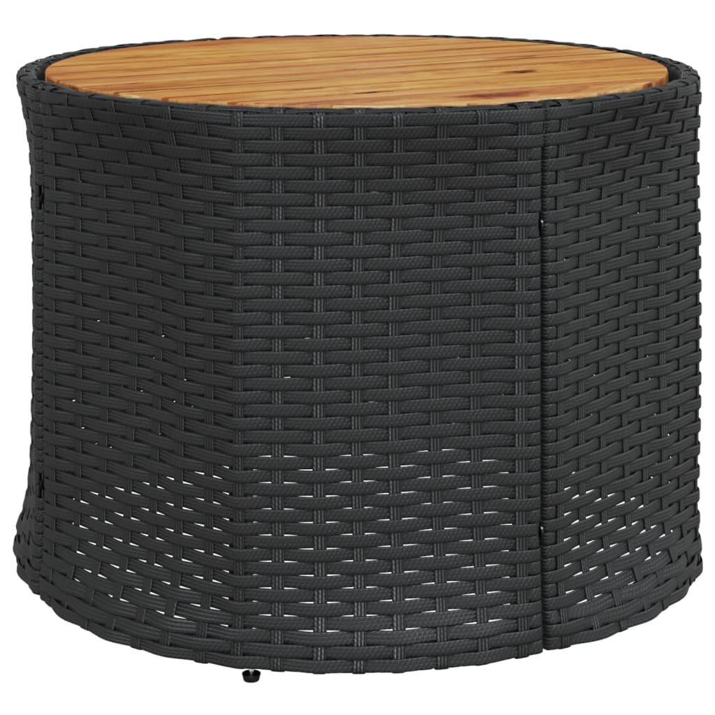 havesofa med bord og hynder halvrund polyrattan sort