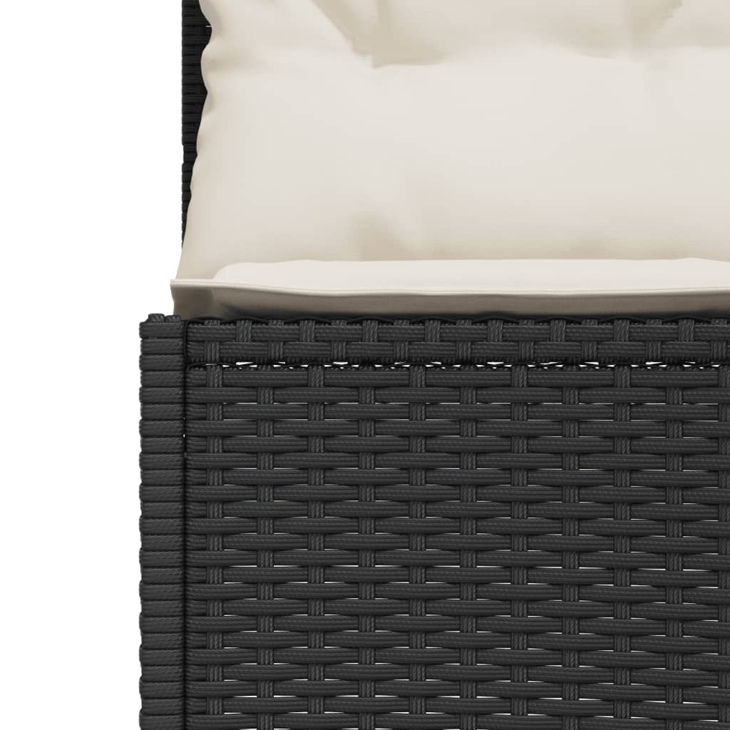 havesofa med hynder halvrund polyrattan sort