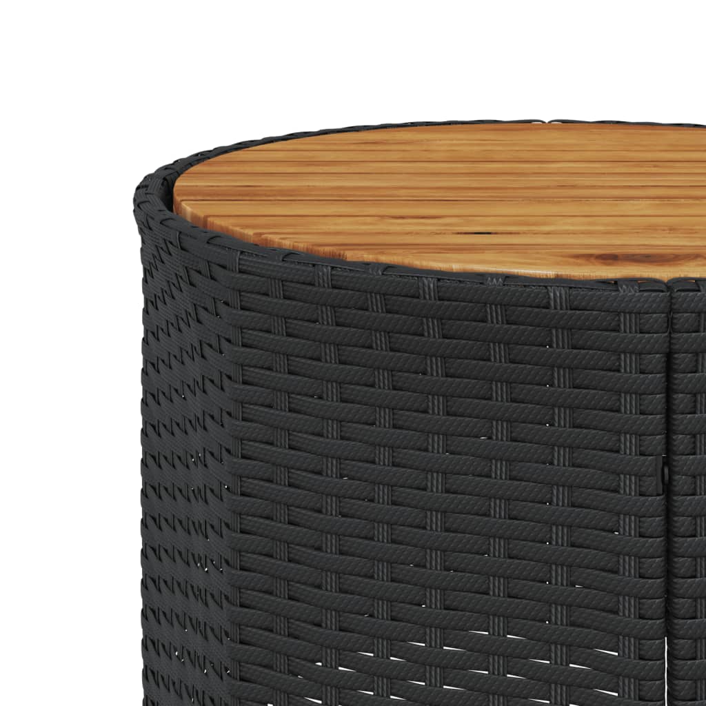 havesofa med bord og hynder rund polyrattan sort