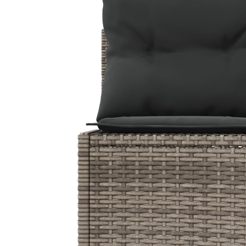 havesofa med hynder rund polyrattan grå