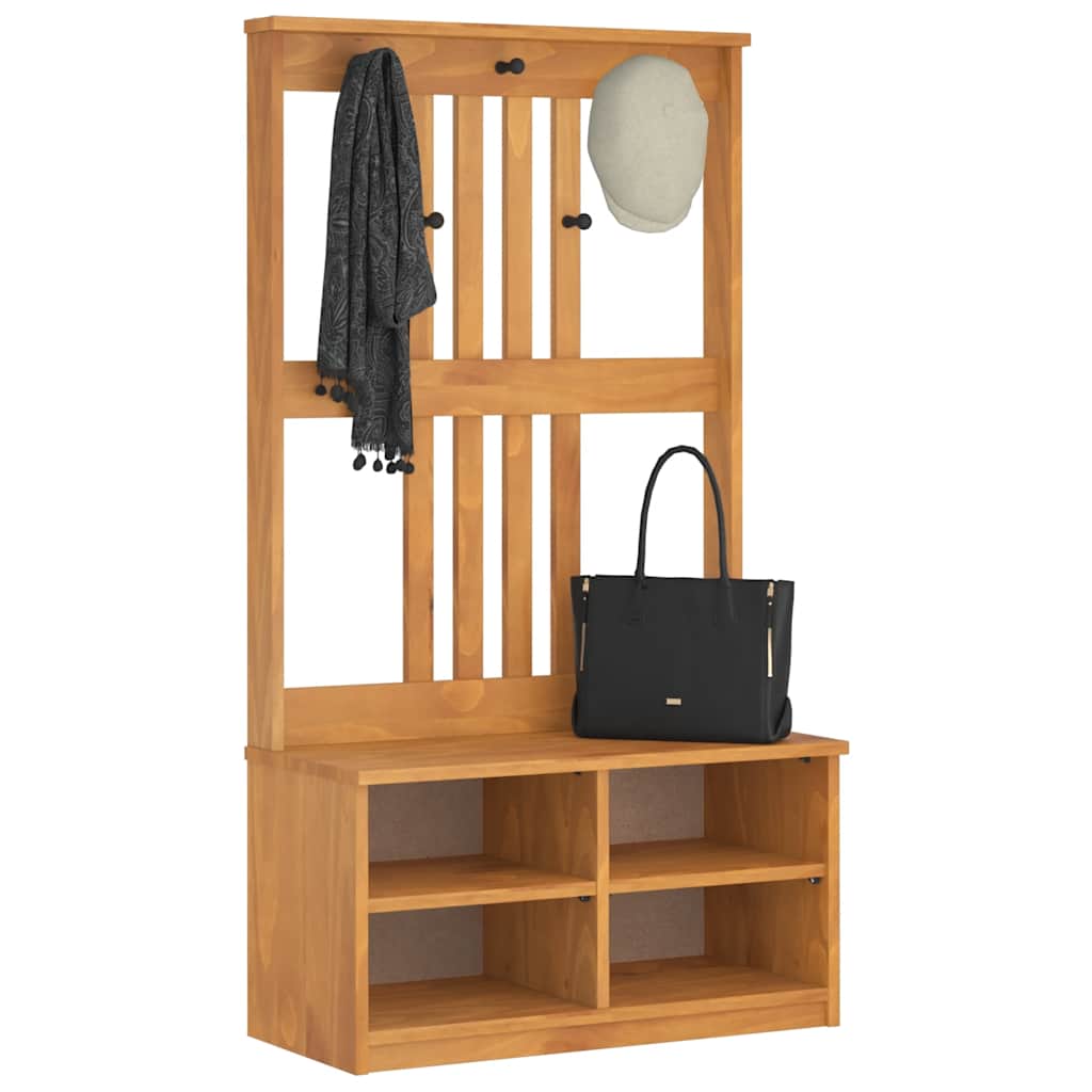 Hall træ SANDNES 87x40x159,5 cm massivt fyrretræ