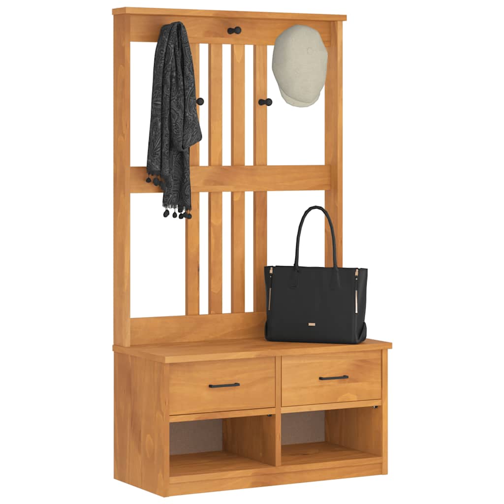 Hall træ SANDNES 87x40x159,5 cm massivt fyrretræ