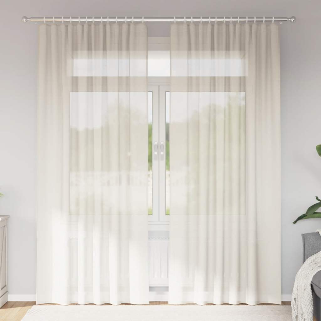 voile-gardiner med stanglommer 2 stk. cremefarvet