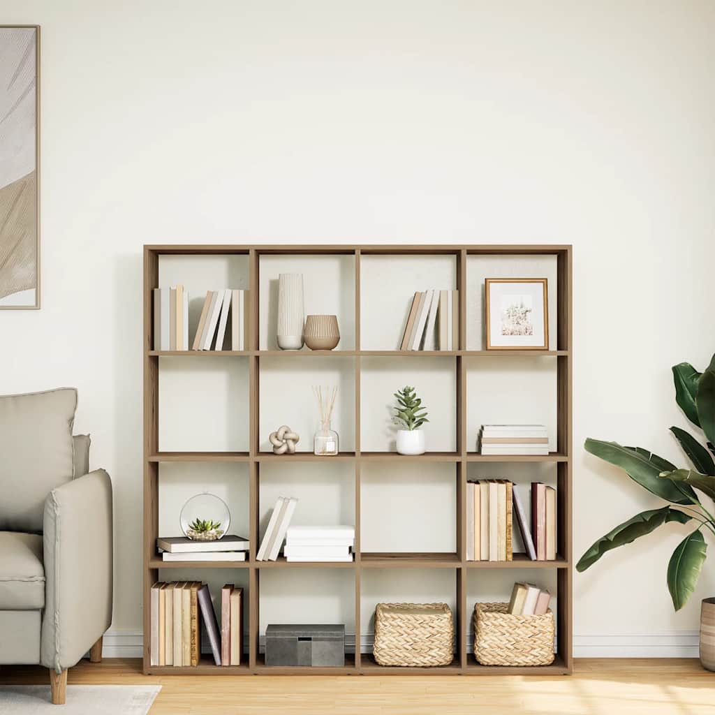 bogskab 137,5x29x137,5 cm konstrueret træ egetræslook