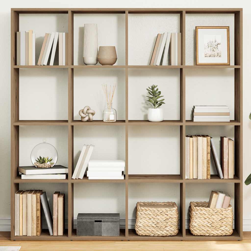 bogskab 137,5x29x137,5 cm konstrueret træ egetræslook