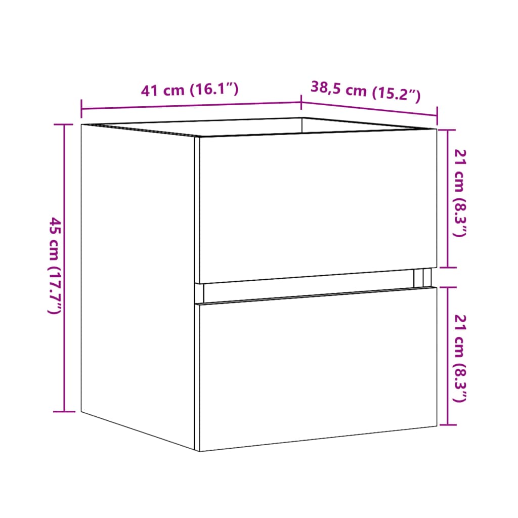 skab til håndvask 41x38,5x45 cm konstrueret træ sonoma-eg