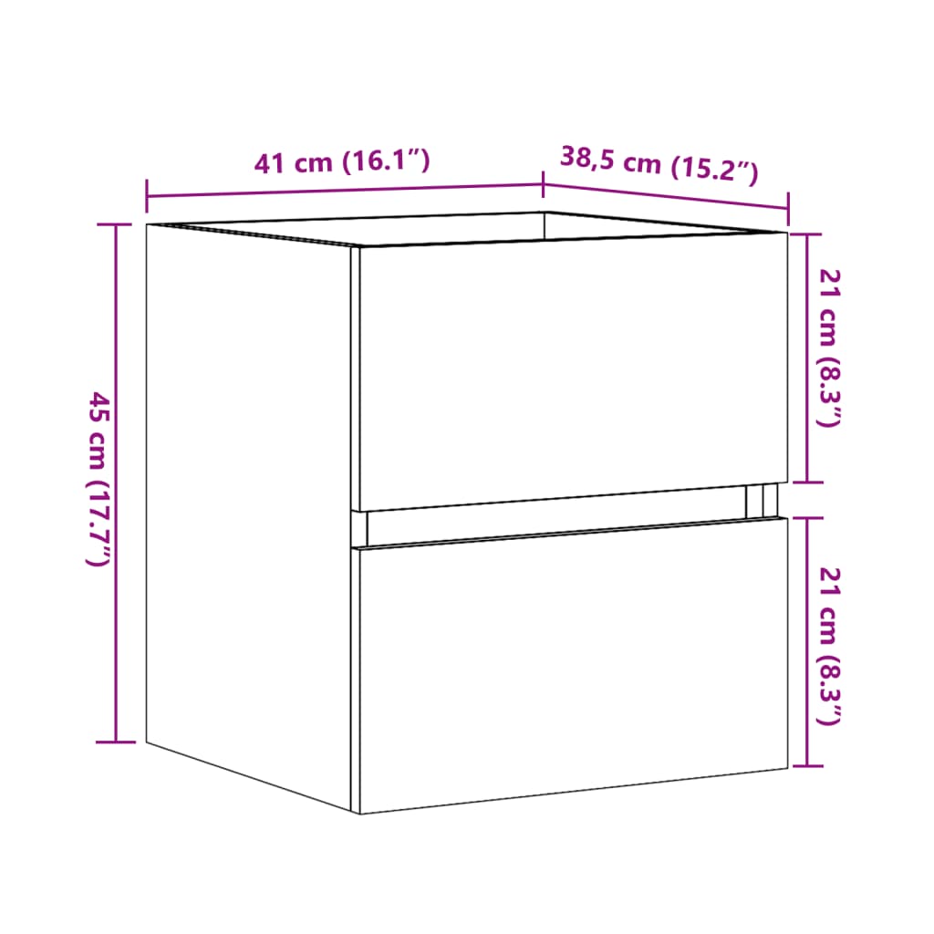 skab til håndvask 41x38,5x45 cm konstrueret træ betongrå