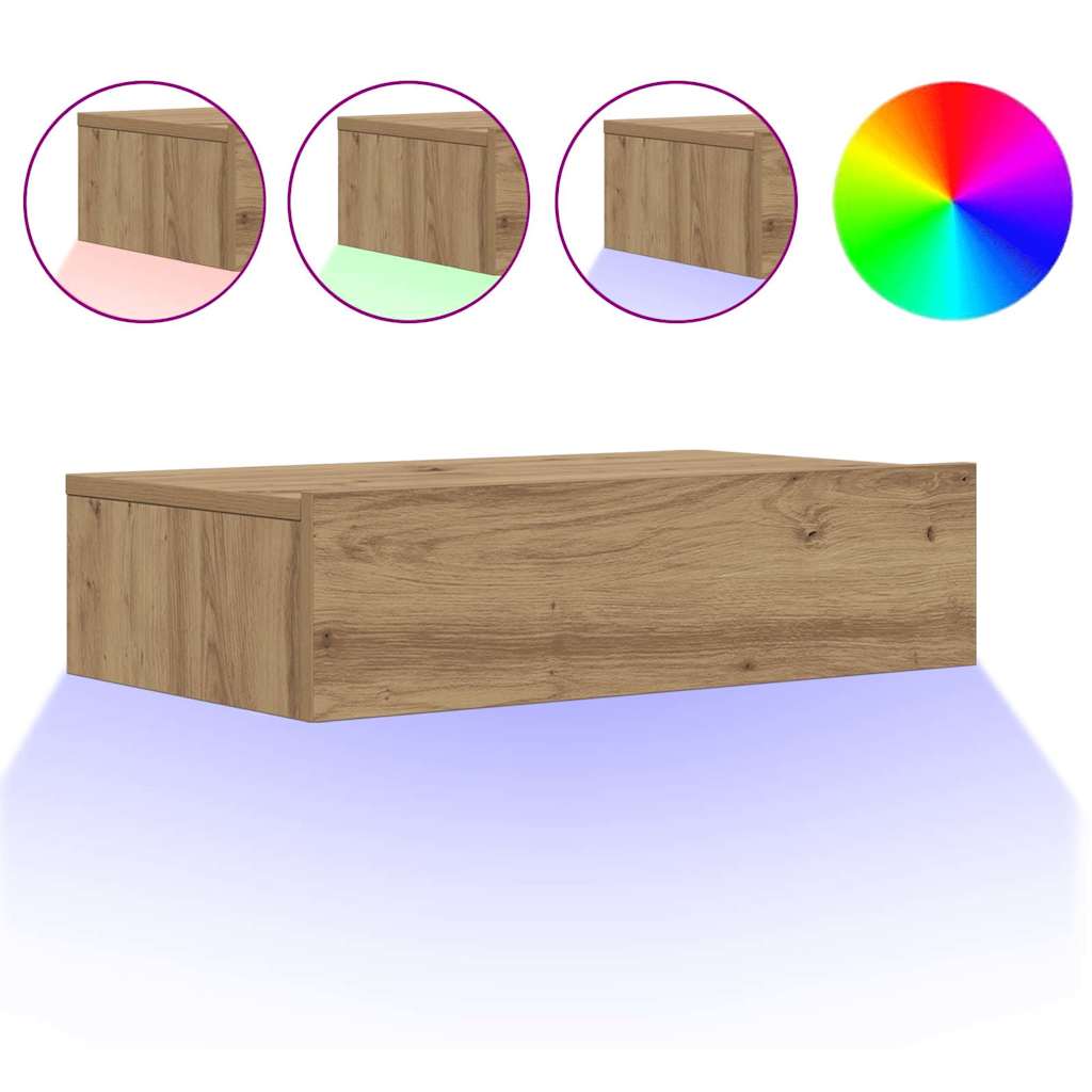 tv-bord med LED-lys 60x35x15,5 cm kunsteg