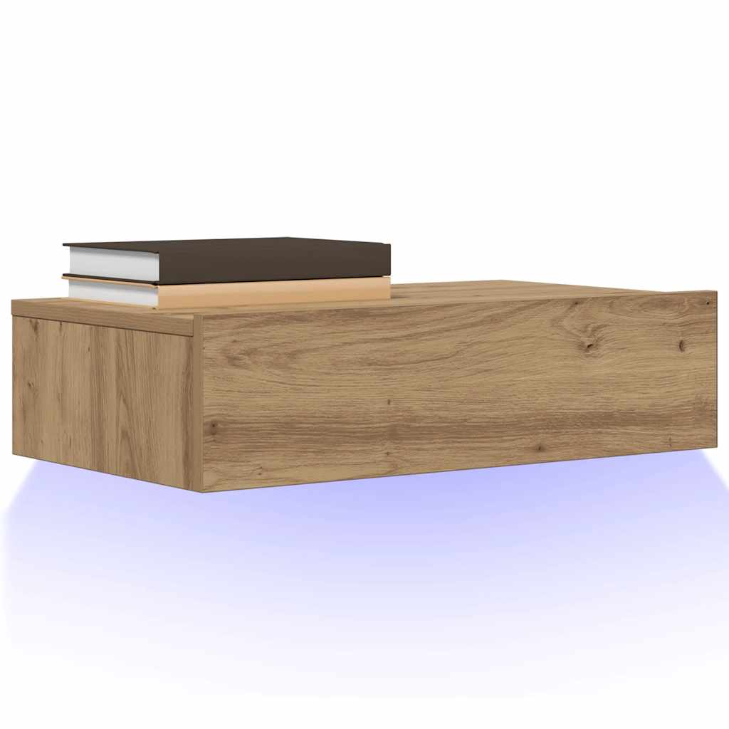 tv-bord med LED-lys 60x35x15,5 cm kunsteg