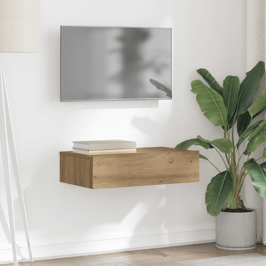 tv-bord med LED-lys 60x35x15,5 cm kunsteg