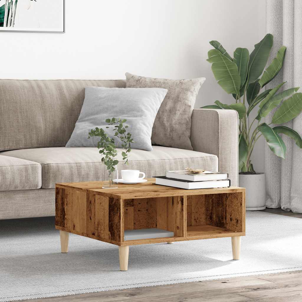 sofabord 60x60x30 cm konstrueret træ antikt træ