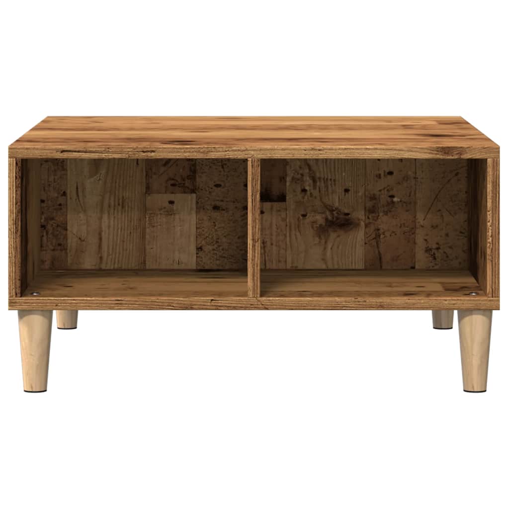 sofabord 60x60x30 cm konstrueret træ antikt træ