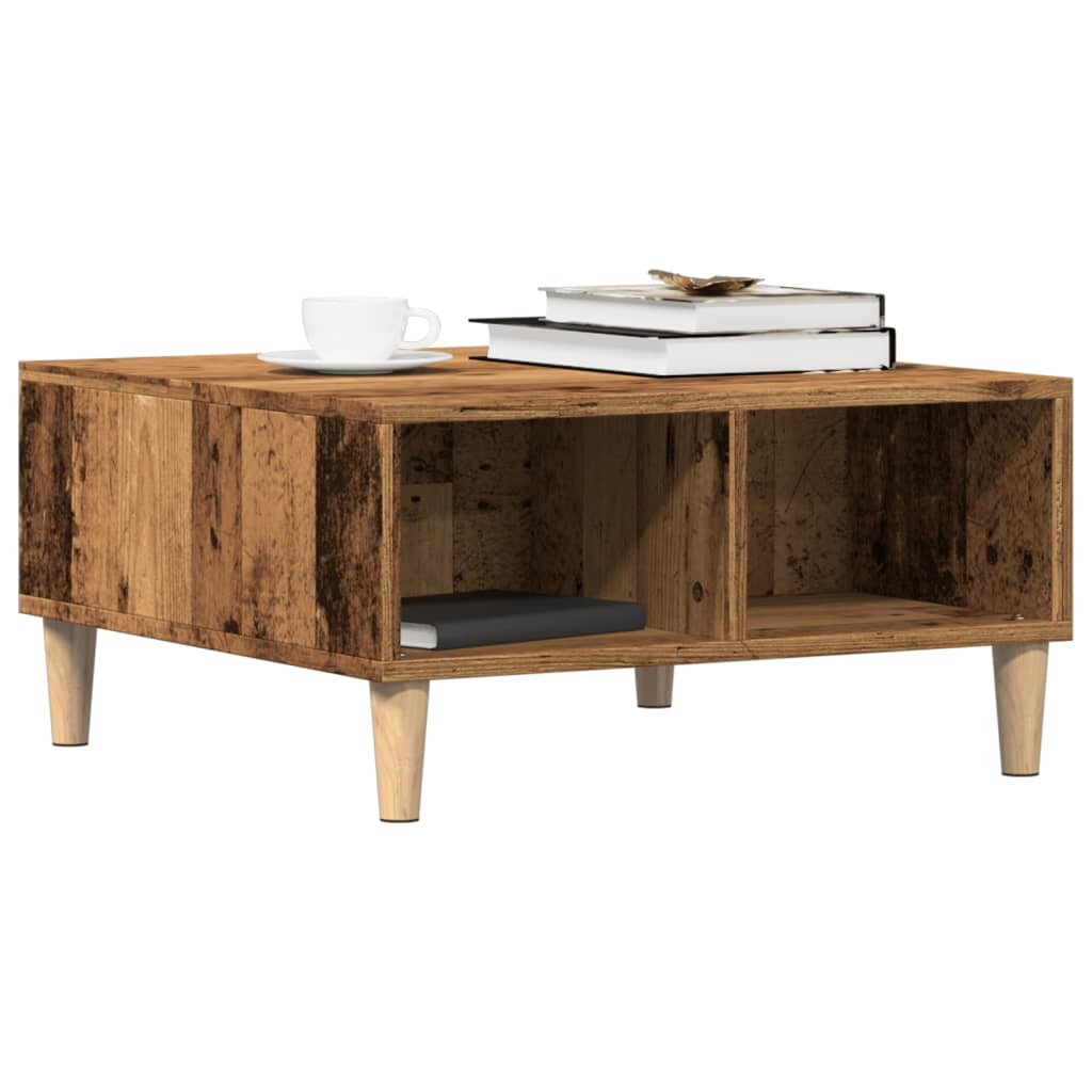 sofabord 60x60x30 cm konstrueret træ antikt træ