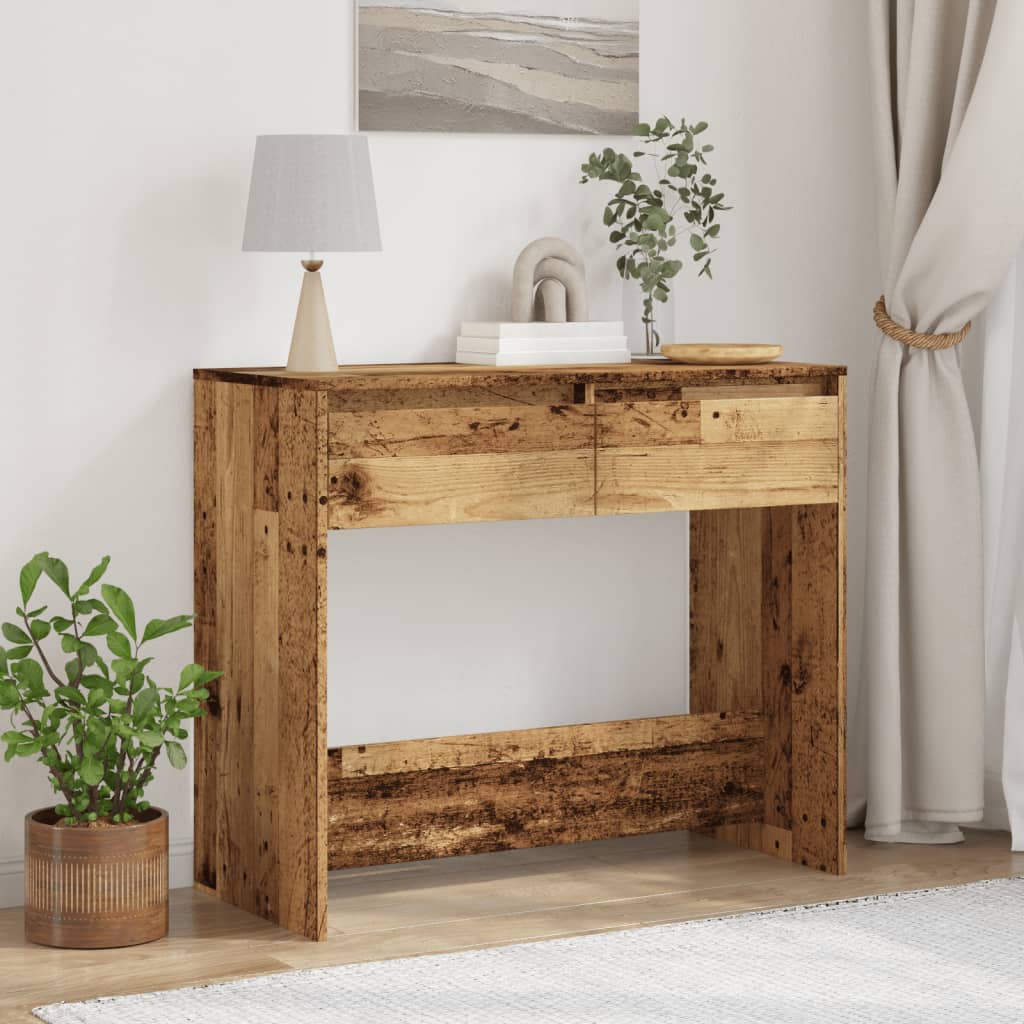 konsolbord 89x41x76,5 cm konstrueret træ antikt træ