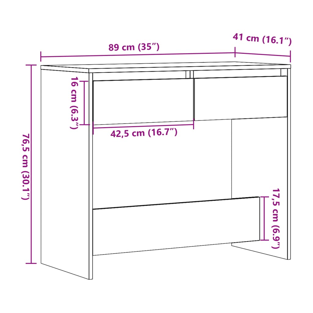 konsolbord 89x41x76,5 cm konstrueret træ antikt træ