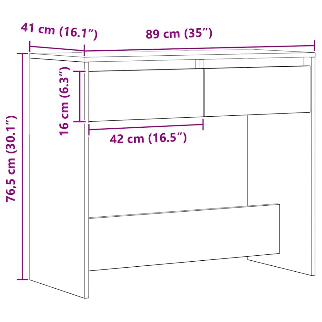 konsolbord 89x41x76,5 cm konstrueret træ kunsteg