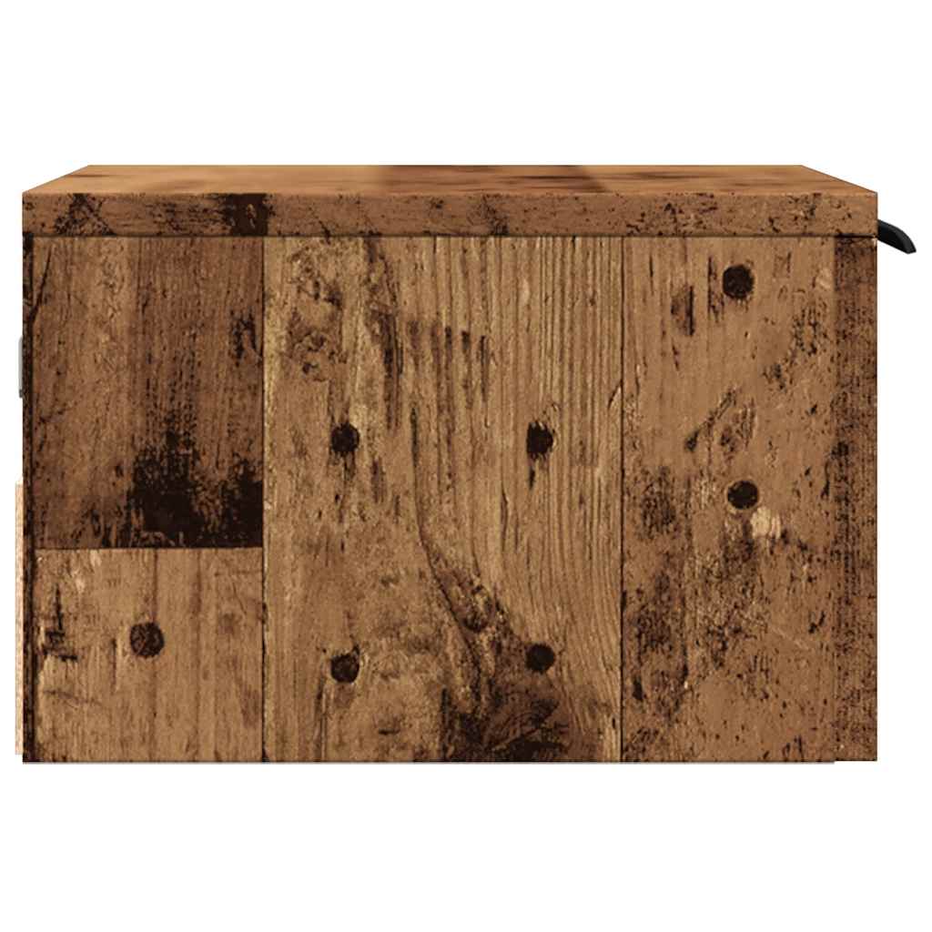 væghængt sengebord 34x30x20 cm antikt træ