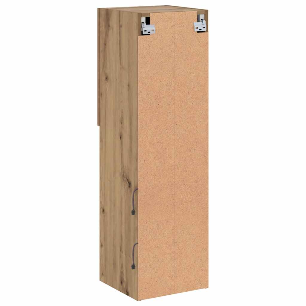 tv-bord med LED-lys 30,5x30x102 cm egetræsfarve