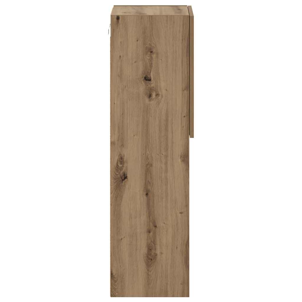 tv-borde med LED-lys 2 stk. 30,5x30x102 cm egetræsfarve