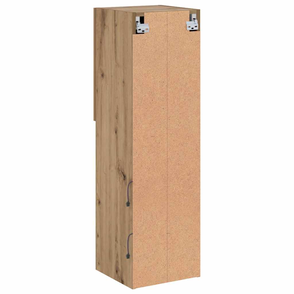 tv-borde med LED-lys 2 stk. 30,5x30x102 cm egetræsfarve