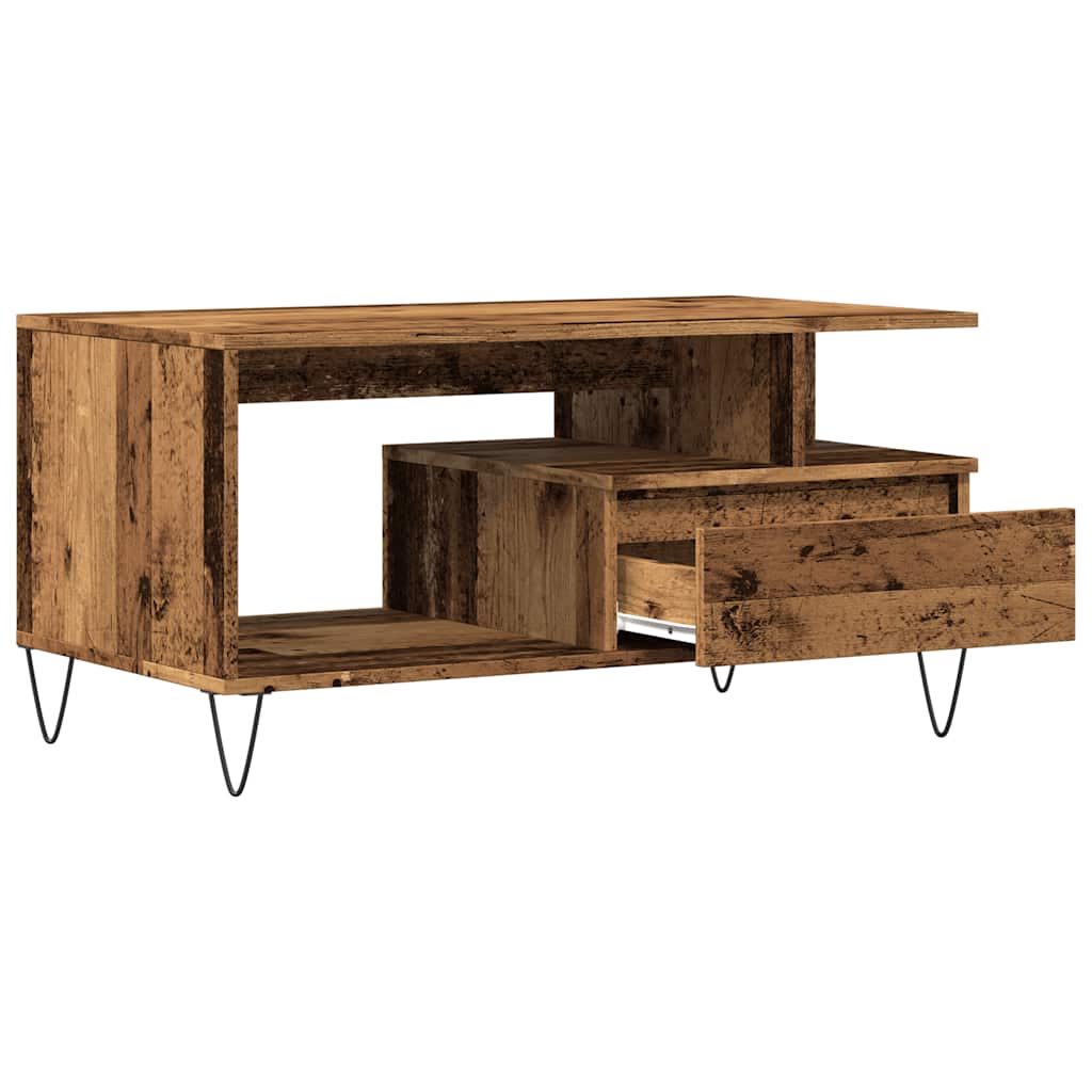 sofabord 90x49x45 cm konstrueret træ antikt trælook